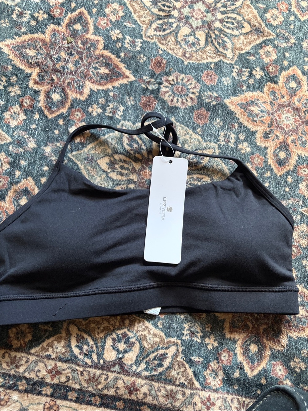 CRZ YOGA Black Seamless Thin-Strap Sports Bra